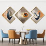3 pcs aluminum frame decorative wall art with clock