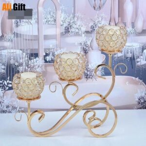 3 Arm Crystal Bowl Candle Holders
