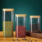 3 Pcs Borosilicate Glass Storage Jar Set with Airtight Bamboo Lid