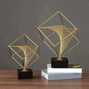 Cube Metallic Sculpture - Black Gold