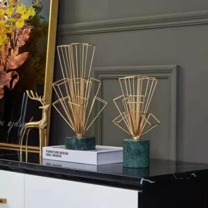 Gold Metal Diamond Shape With Marble Base Ornament