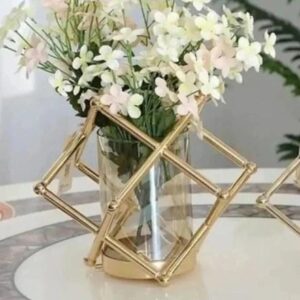Gold Metal Rack Geometry Flower Vase