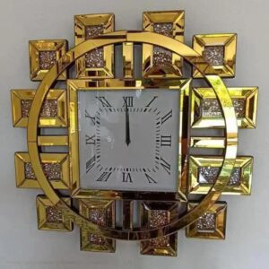 Gold Crystal Mirrored Decorative Wall Clock