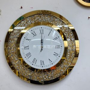 Gold Crystal Mirrored Decorative Wall Clock
