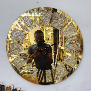 Gold Crystal Mirrored Decorative Wall Clock