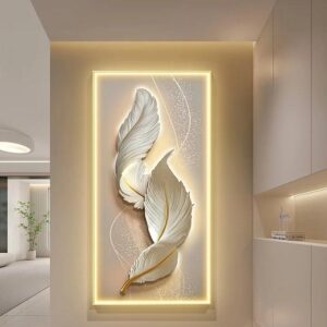 3D Feather Wall Art With Led Light