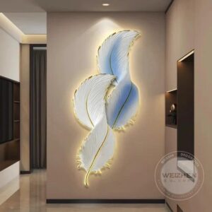 3D Feather Wall Art With Led Light