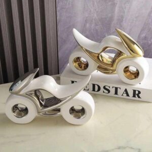 Modern Ceramic Motorcycle Sculpture