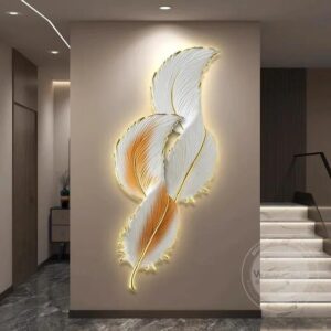 3D Feather Wall Art With Led Light