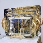 3 pcs Gold Stainless Steel Serving Trays