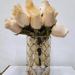Golden Metal Glass Flower Vase