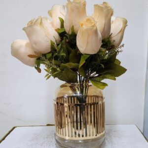Golden Metal Glass Flower Vase