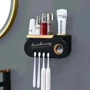 Toothpaste dispenser, toothbrush holder, toothpaste organizer