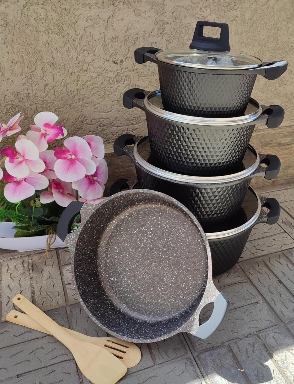 5 pcs granite cooking pots