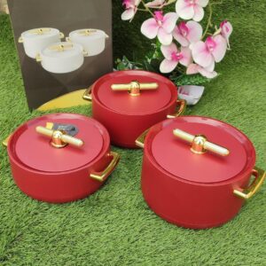Forever Gold 3 Pieces Plastic Hot Pot Matt Maroon & Gold
