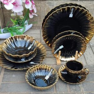 36 pcs black gold dinner set