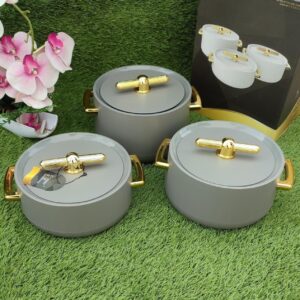 Forever Gold 3 Pieces Plastic Hot Pot Matt Grey & Gold