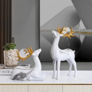 2Pcs Deer Sculpture Decor