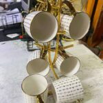 6 pcs gold mugs lv