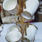 6 pcs narrow base golden mugs