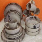 24 pcs ceramic dinner set, marble finish