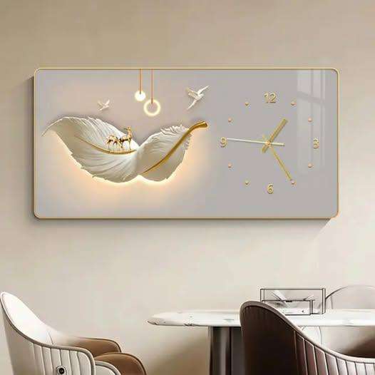 crystal porcelain decorative wall clock, feather