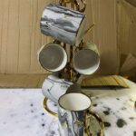 6 pcs gray gold mugs
