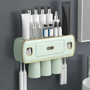 Toothpaste dispenser, bathroom organizer