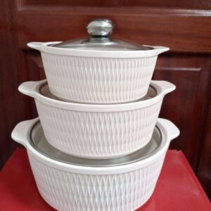 3 pcs serving bowls white
