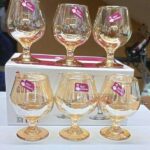 6 pcs golden cognac glasses