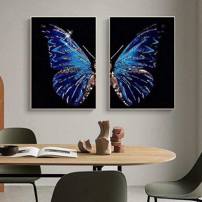 2 Pcs Butterfly Wing Crystal Porcelain Decorative Wall Art