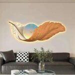 Luxury Feather Decorative Wall Clock With Led Light