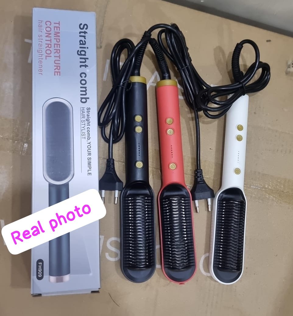 Electric Hair Straightener Brush Iron Hot Comb