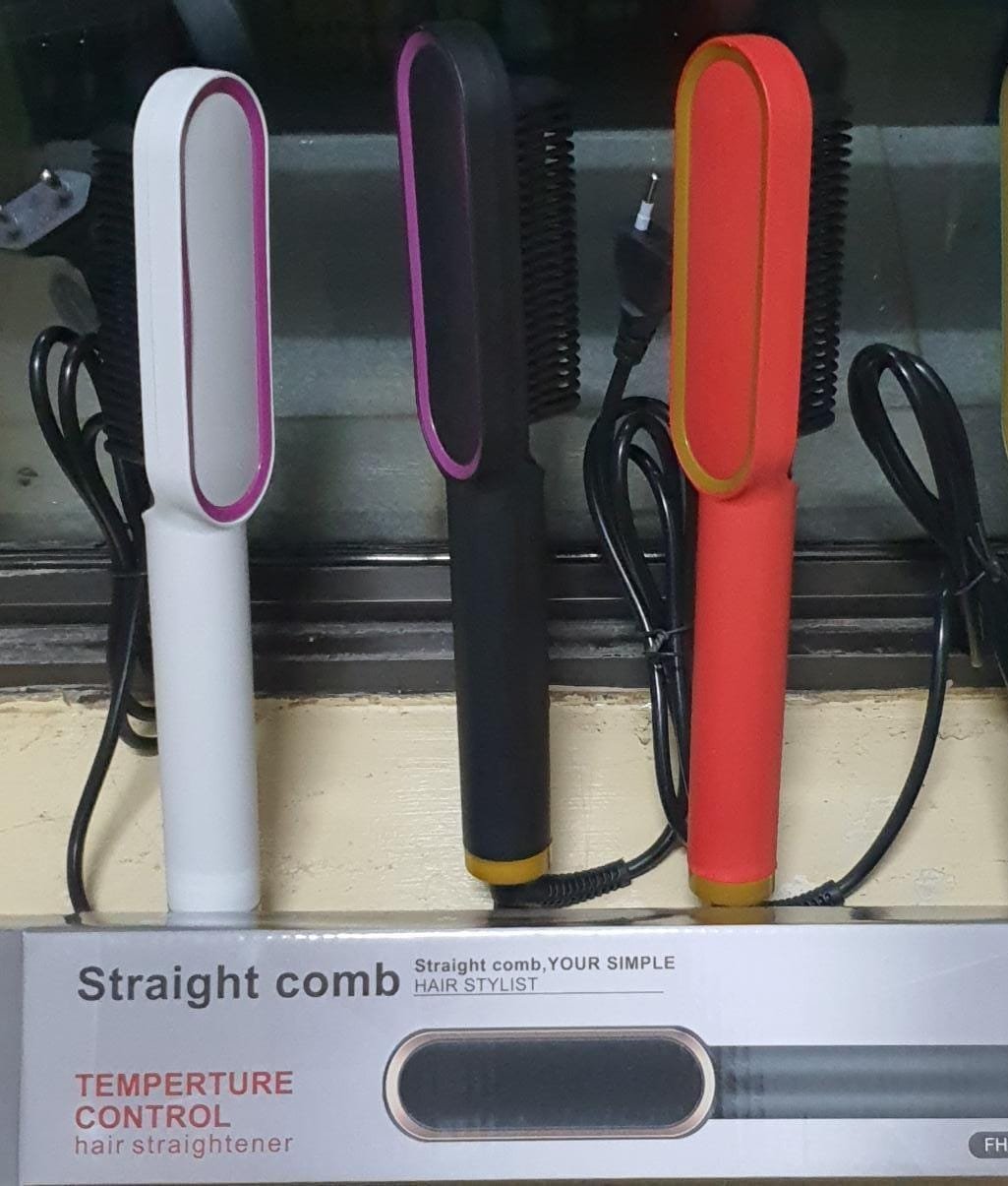 Electric Hair Straightener Brush Iron Hot Comb