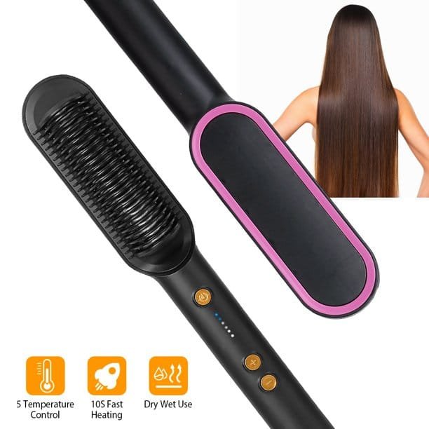 Electric Hair Straightener Brush Iron Hot Comb
