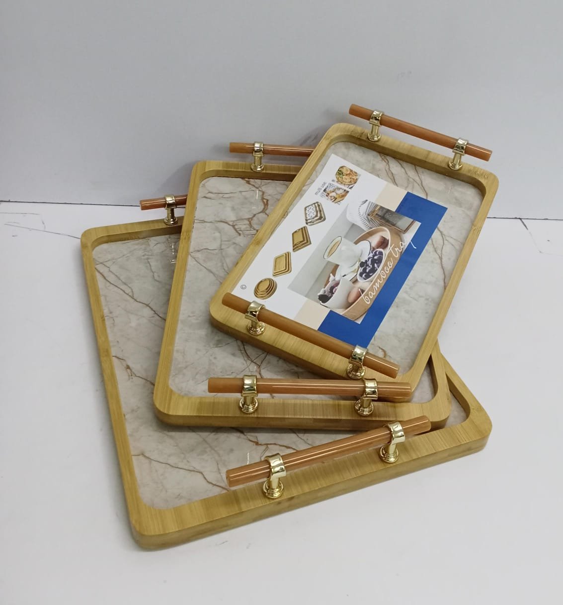3pcs wooden bamboo trays