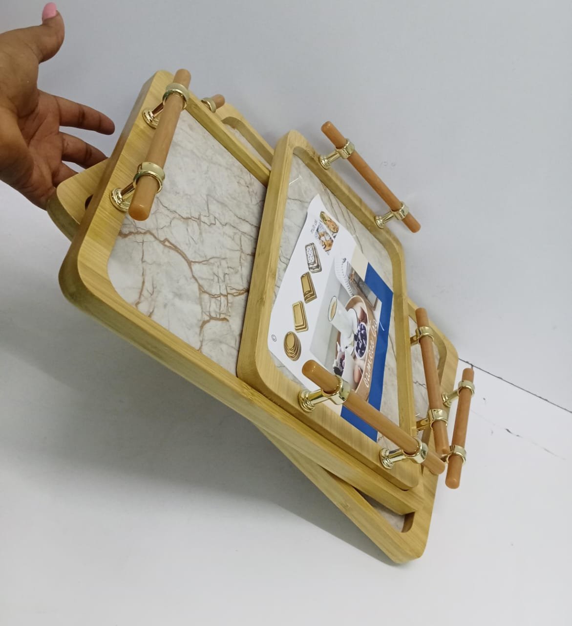 3pcs wooden bamboo trays