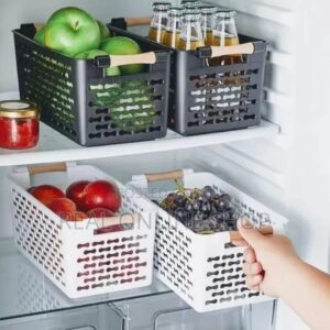 Plastic Storage Basket, White Organizing Bins Basket With Handles, Sturdy Plastic Closet Baskets Containers