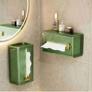 Wall Mount Modern Tissue Organizer Green