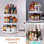 3 Tier Kitchen Storage Rack Stand & Swivel Rack – Tan Modern Rotating Kitchen Storage Rack – 3 Shelves – Makeup, Kitchen Tools, Travel, Toiletries Organization