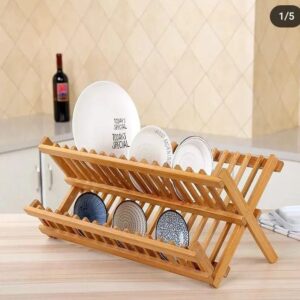 FOLDABLE WOODEN BAMBOO DISH RACK