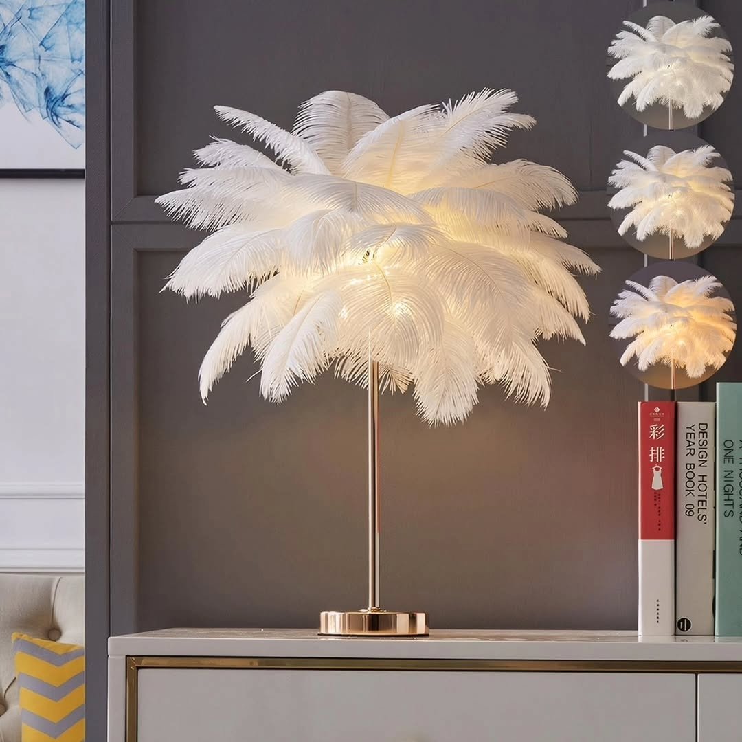Ostrich feather lamp