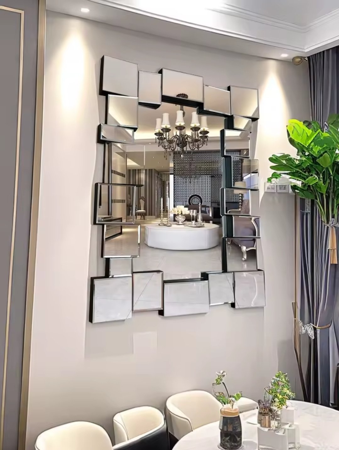 Big 120 cm by 80 crystal glass 3D decorative mirror
