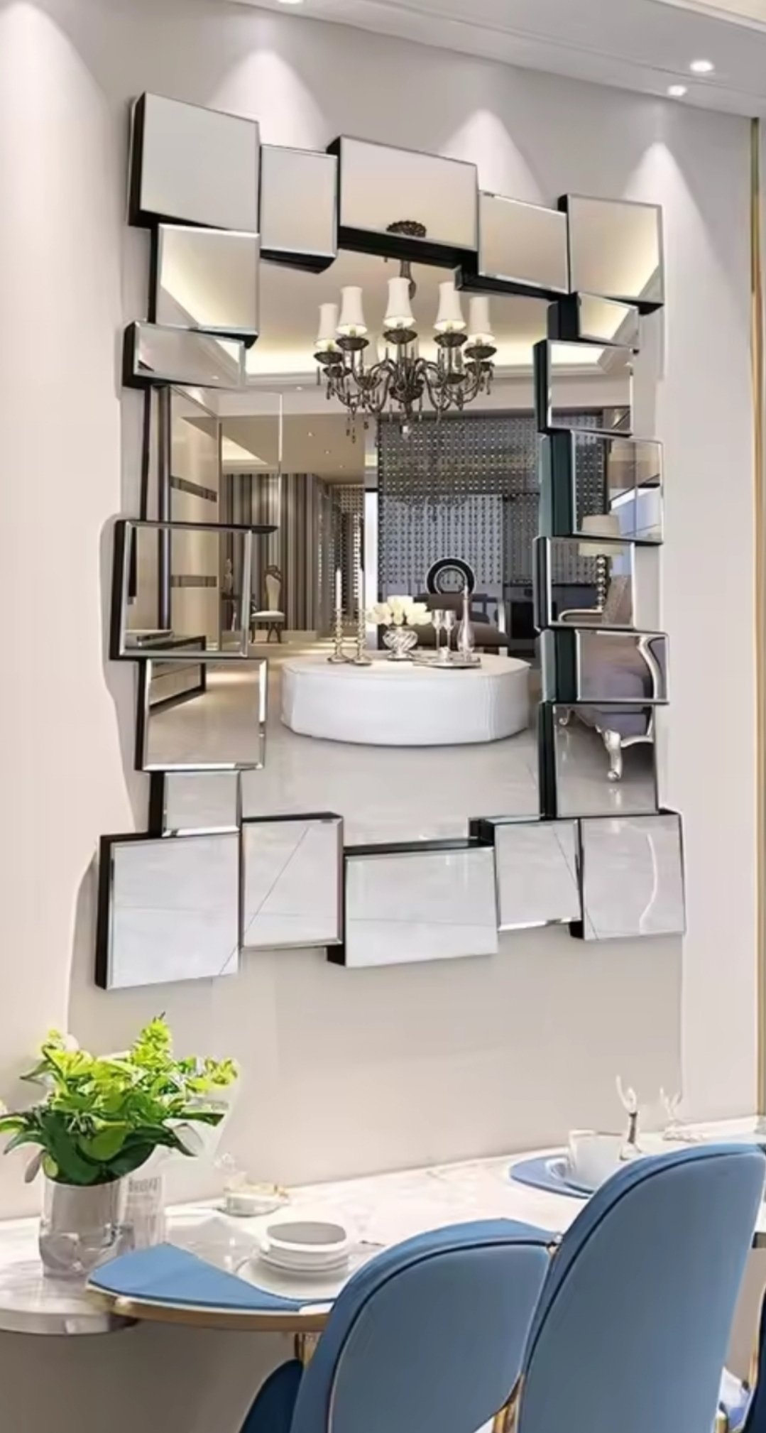 Big 120 cm by 80 crystal glass 3D decorative mirror