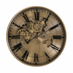 Large inner wall clock, 60cm real moving gear clock vintage industrial sprocket oversized metal silent clock roman numerals non ticking quartz clock