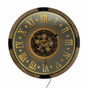 LED vintage real moving gears wall clock with a remote control